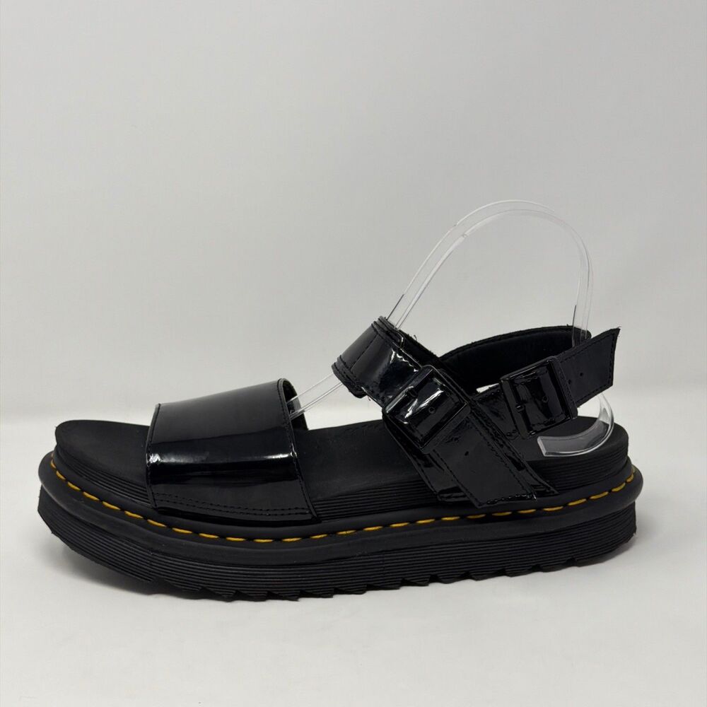 Dr Martens Voss Patent Platform Sandals Black Womens 10 Buckle - Picture 8 of 16